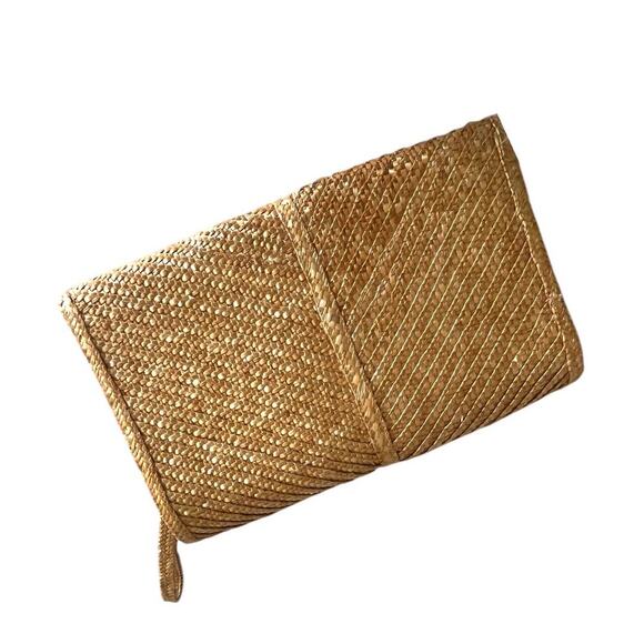 Vintage Womens Straw Woven Handbag Clutch Spring Nautical Beach Spring - Picture 4 of 8